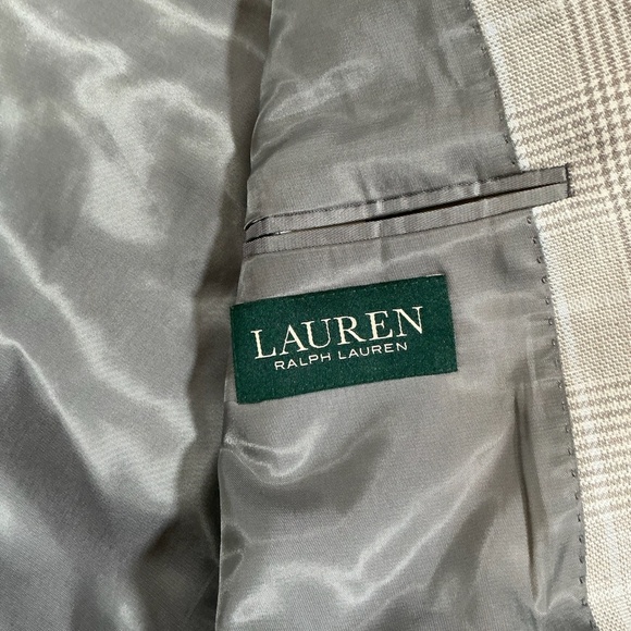 Lauren Ralph Lauren Men’s Plaid Linen Blazer Sport Coat Beige Gray 42R - Picture 11 of 14